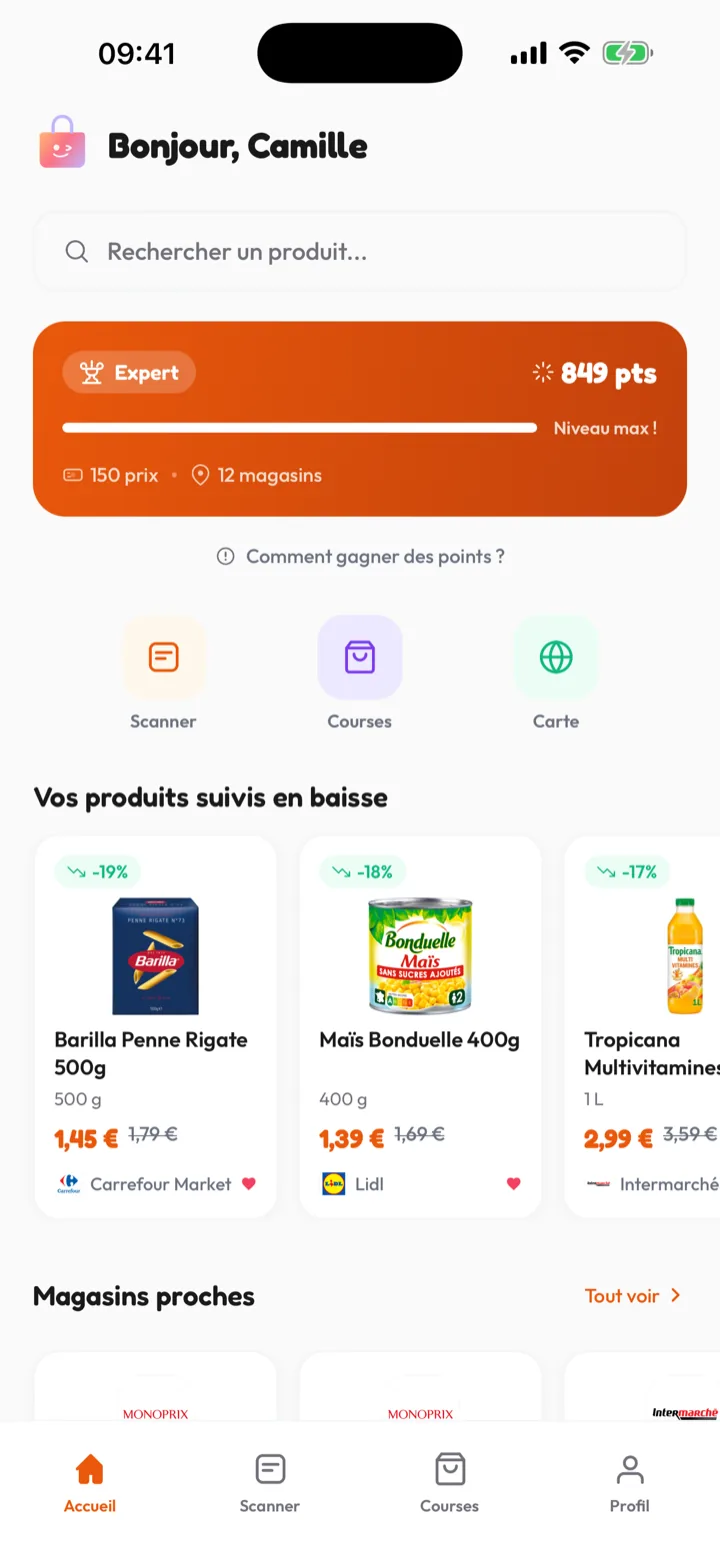 Lotmio - écran d'accueil